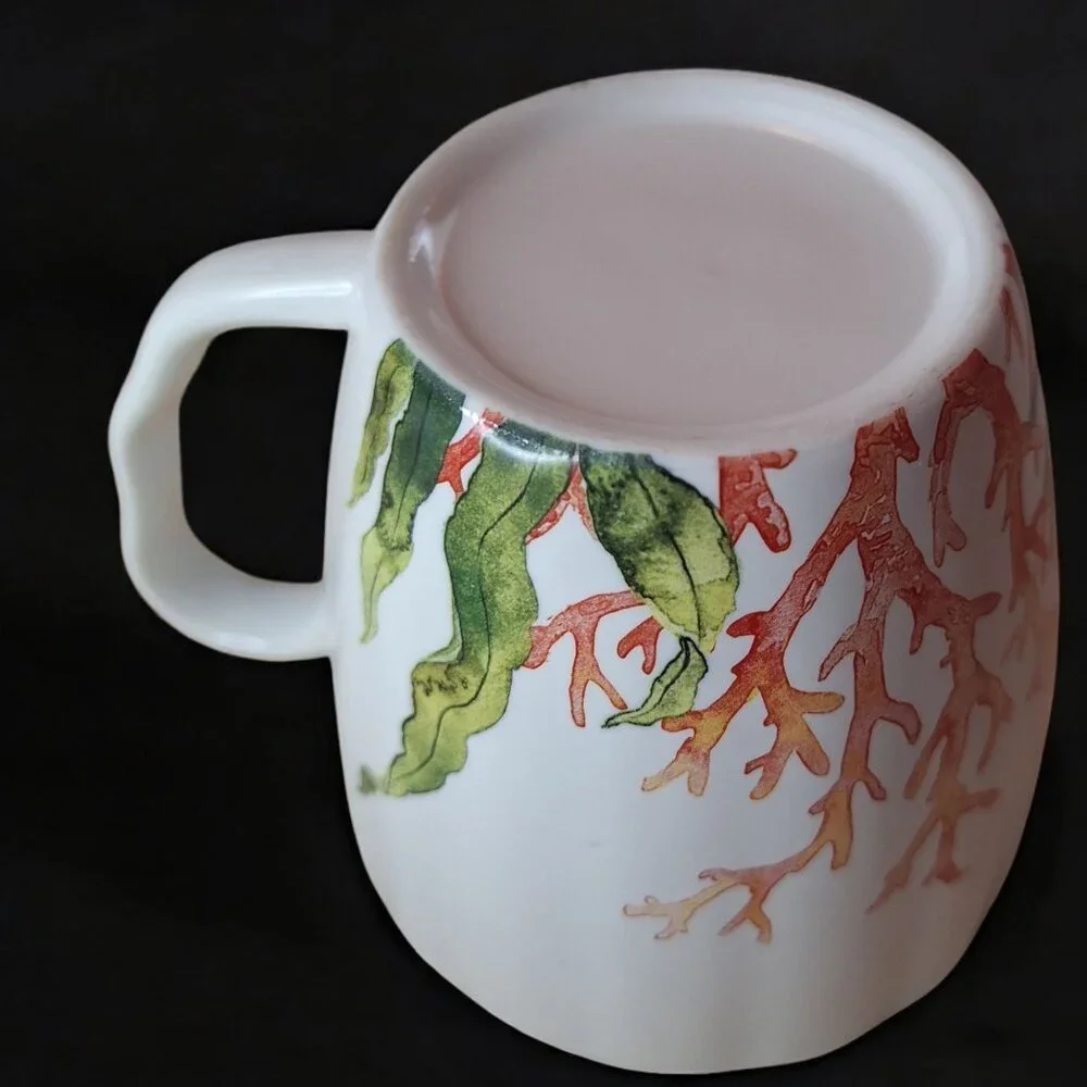 Porcelain Mug Sea Coral Ocean Seaweed Coffee Cup 12 Ounce With Box‎